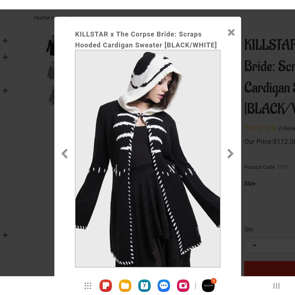 Killstar Black and White Skeleton Cardigan - Picture 3 of 7